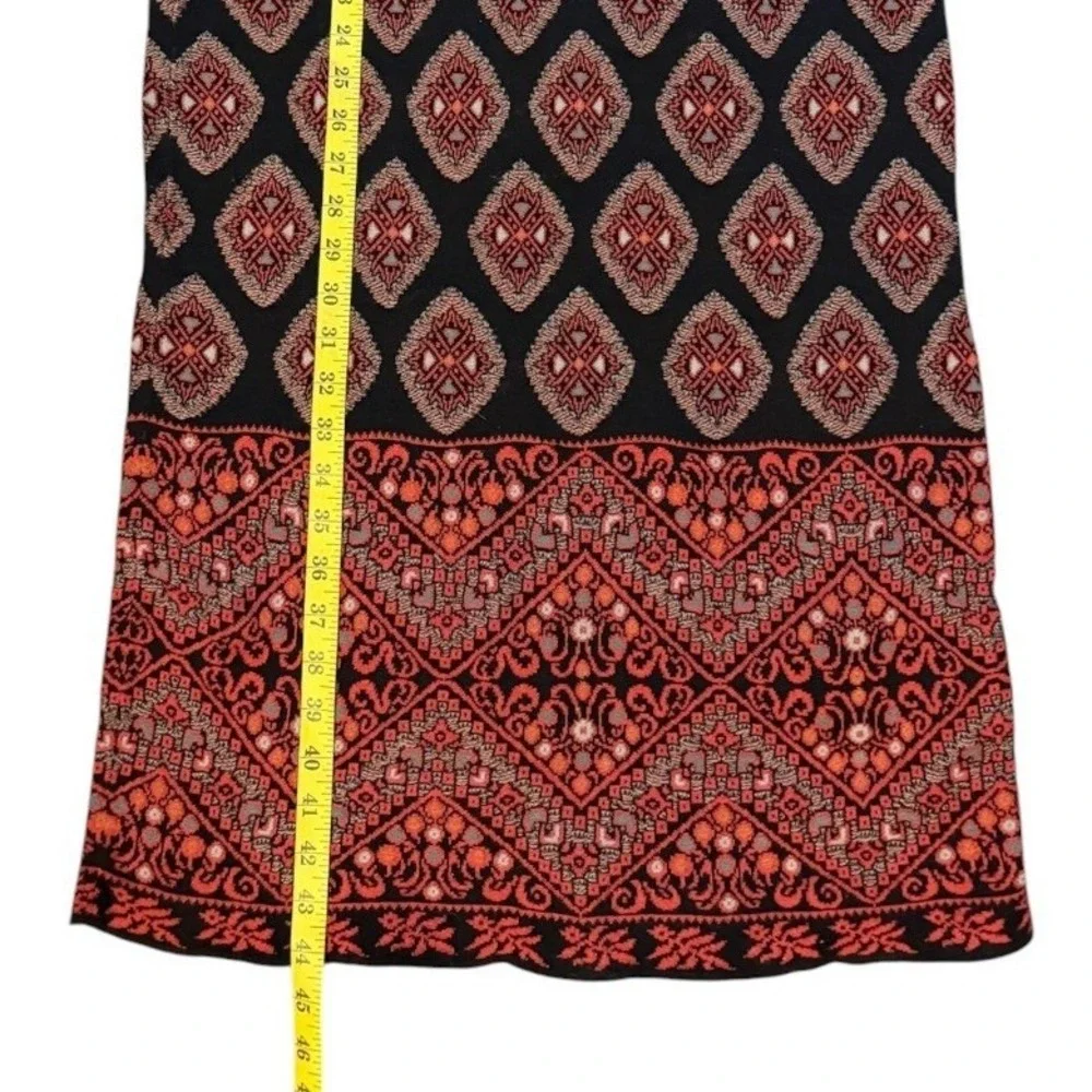 Peruvian Connection Maxi Skirt M Black Kilim Brasov Pima Cotton Geometric Boho